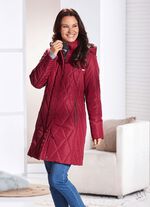 Korte jas met voering van imitatiebont in de capuchon RUBY RED