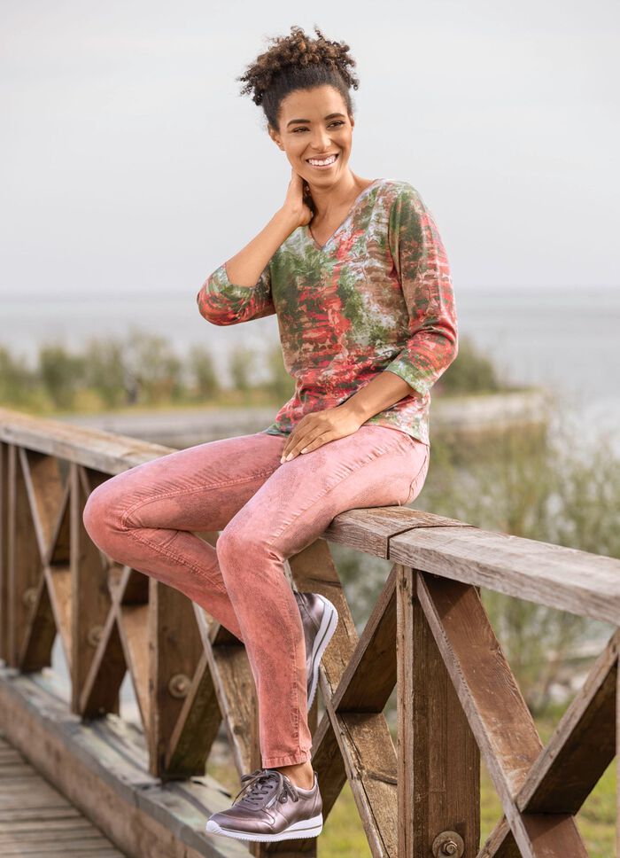 5-pocket broek in abrikoos 