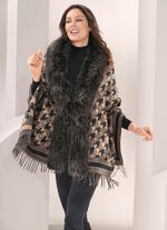 Poncho met trendy pied-de-poulemotief 