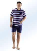 Set van twee shortys met V-hals, borstzak en garengeverfd gestreept ontwerp 