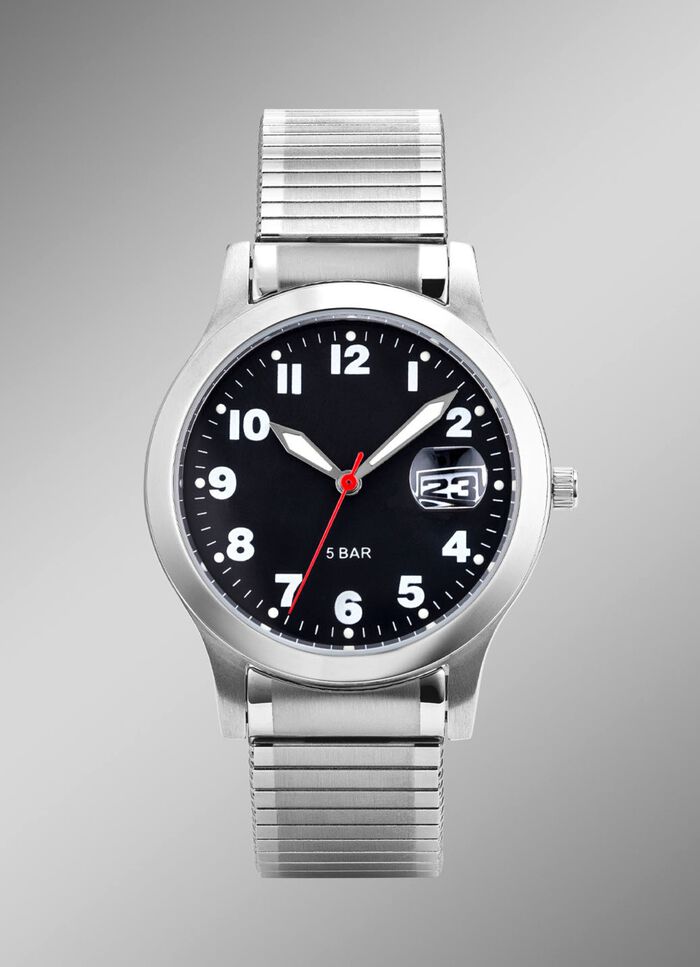 Para-Quartz herenhorloge met roestvrijstalen band 