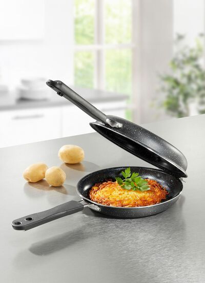 Dubbele pan met antiaanbaklaag - perfect voor hash browns, pannenkoeken en omeletten 