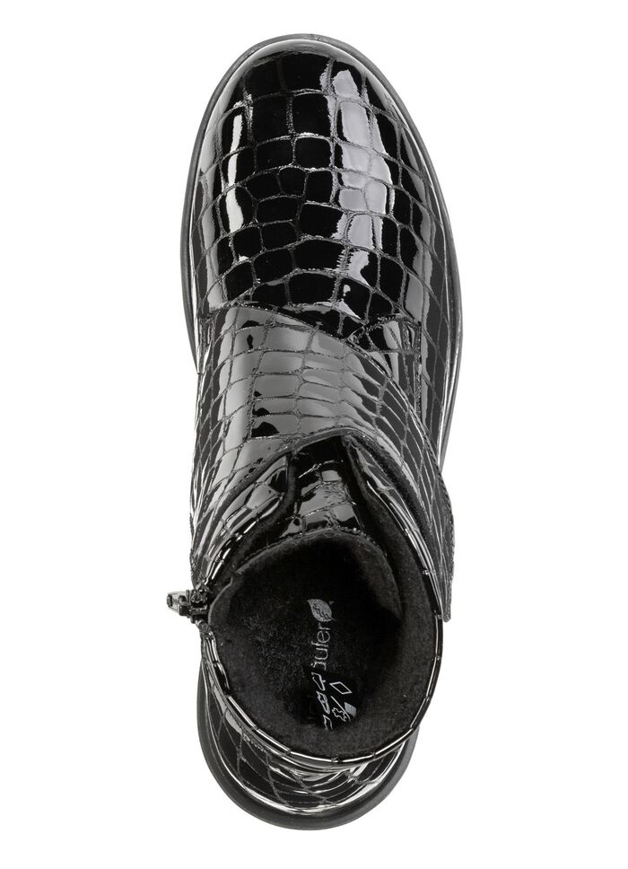 Ranger bootie van lakleer met krokodillenreli&euml;f 