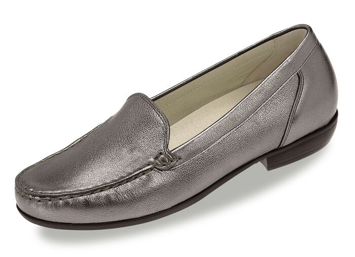 Waldl&auml;ufer mocassinpantoffels van fijn leer GOUDBRONS