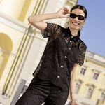 Kanten blouse met overhemdkraag 