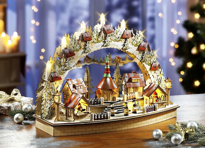 Lichtboog met de kerk van Seiffen 