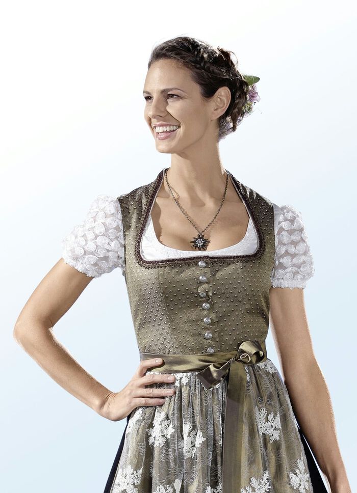 Dirndlblouse met bloemenkant 