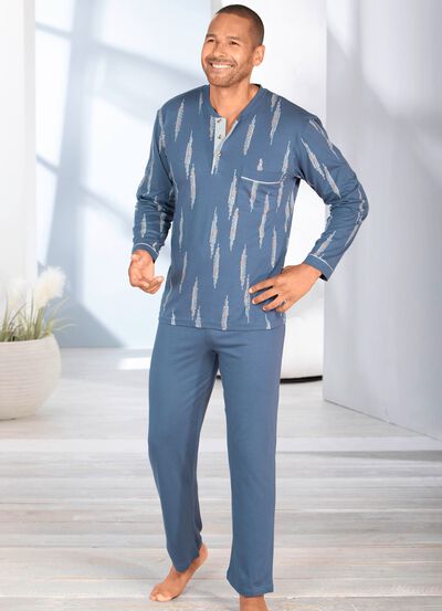 Pyjama met knoopsluiting en open uiteinden 