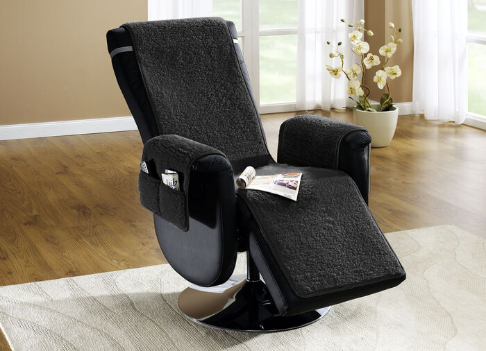 Licardo fauteuil- en armleuningbeschermers van zuiver scheerwol ANTRACIET