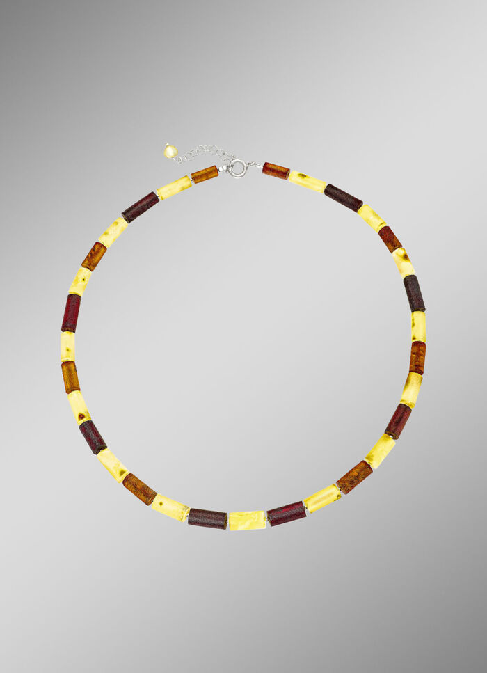 Ketting met echt barnsteen in veelkleurig 
