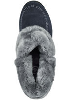 ELENA EDEN pantoffels met voering van echte schapenvacht MARINE-LICHTGRIJS