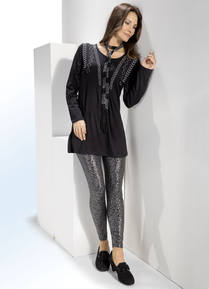 Mooie glanzende legging ZWART-ZILVERKLEURIG