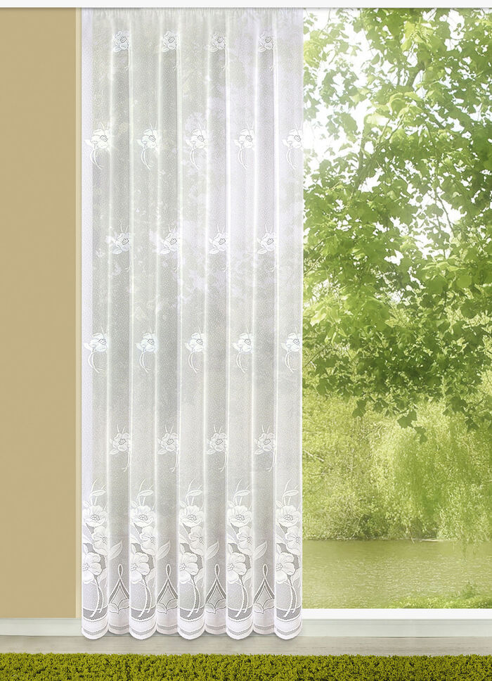 Lang gordijn met bloemen-guirlande 