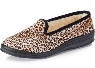 Trendy damespantoffels, breedte H, met wol 