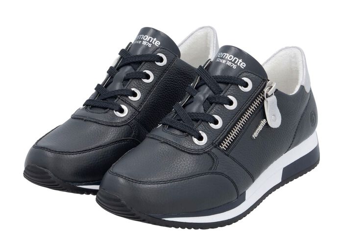 Remonte sneakers met veters en glinsterende zilveren contrastrand 