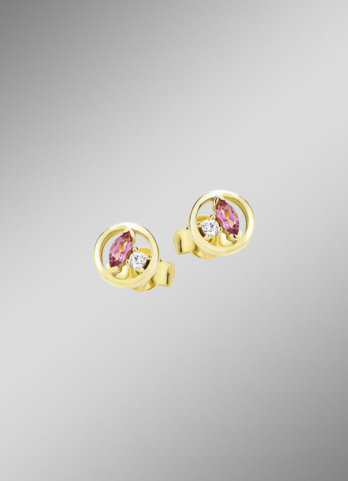 Oorstekers met edelstenen en synthetische zirkonia 