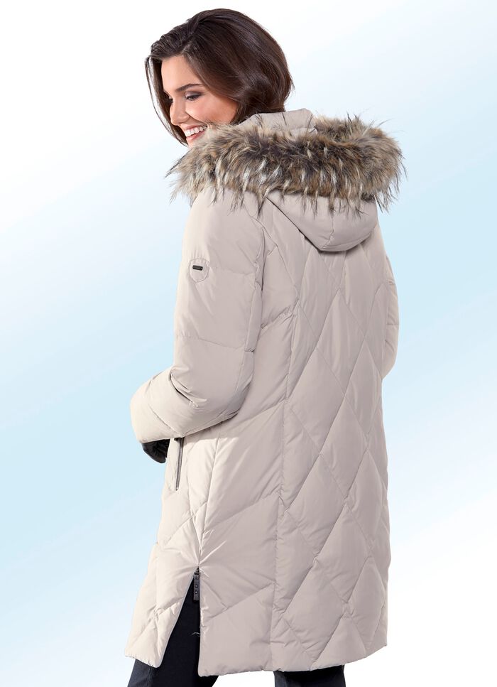 Korte donsjas met geruit stikpatroon, in 2 kleuren 