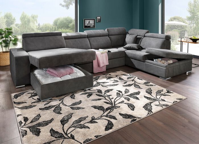 Gestoffeerd meubilair met slaapfunctie en bedstee GRIJS