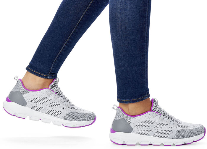 Rieker sneakers met elastische decoratieve vetersluiting GRIJS-ROZE