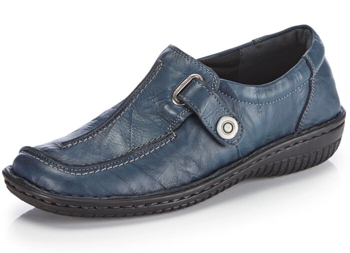 ELENA EDEN, comfortabele damespantoffels, breedte G, met uitneembaar voetbed MARINE