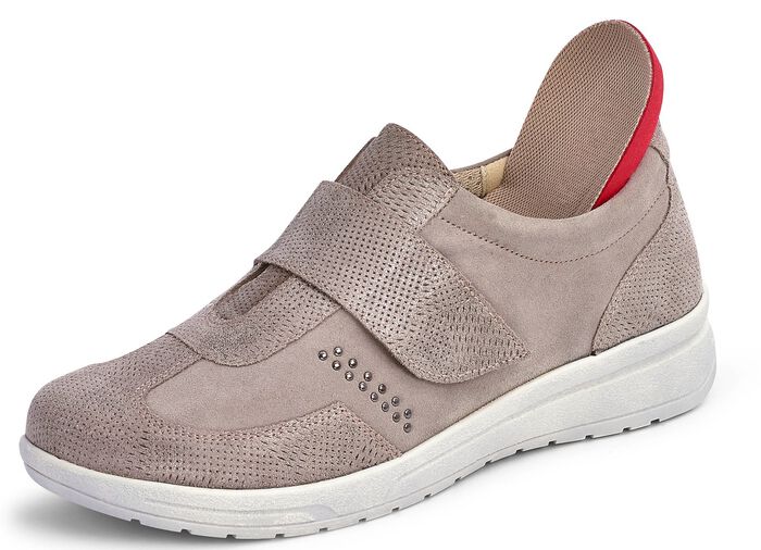 Slippers met verstelbare klittenbandsluiting TAUPE