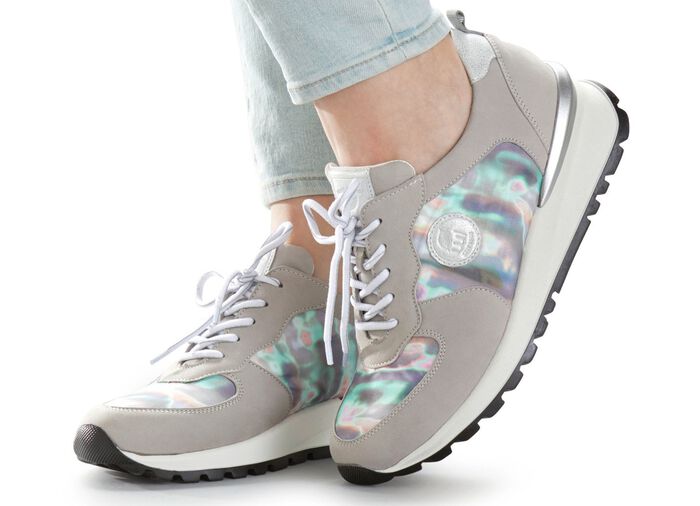 Ranger sneakers met bedrukt textielmateriaal GRIJS-MEERKLEURIG