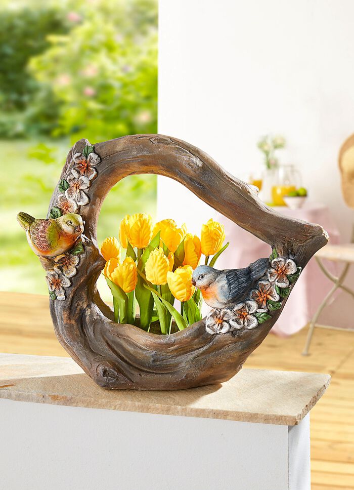 Hartvormige plantenschaal in houtlook 