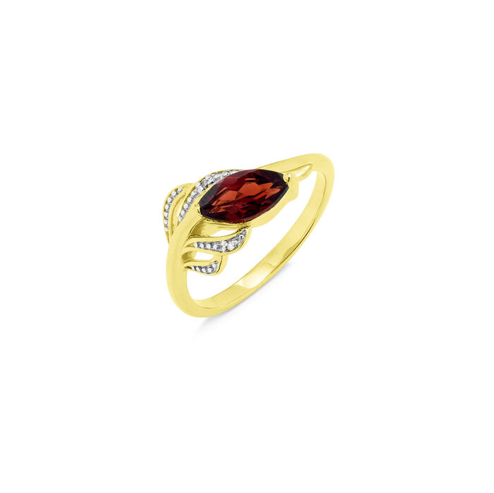 Damesring met diamanten en echte granaat 