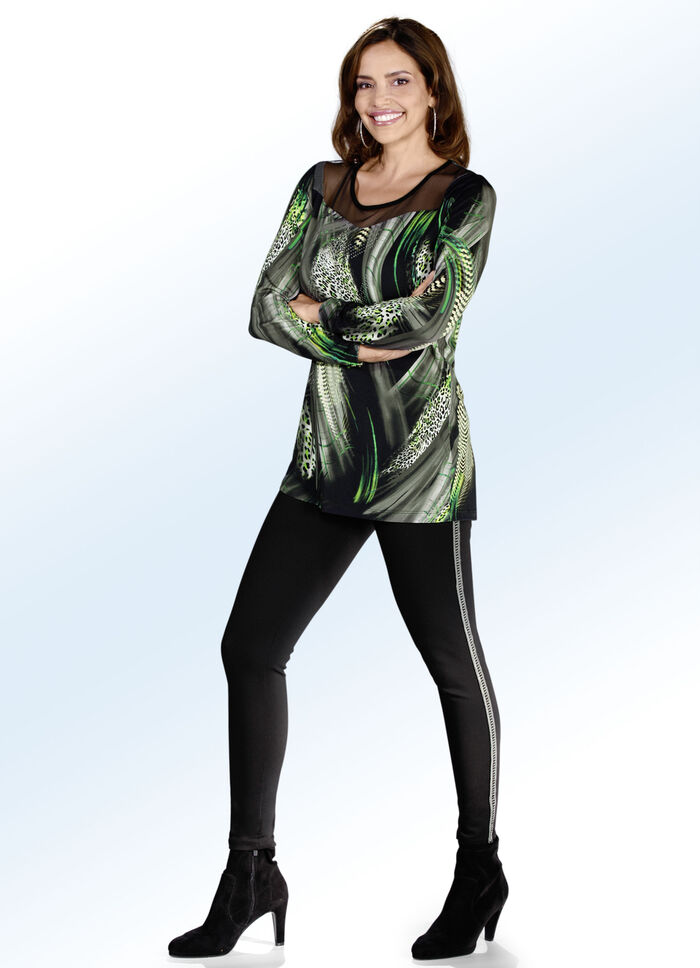 Legging met olijfkleurige sierband 