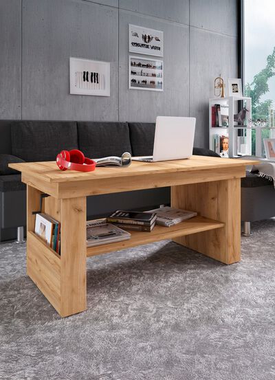 Uittrekbare en in de hoogte verstelbare salontafel 