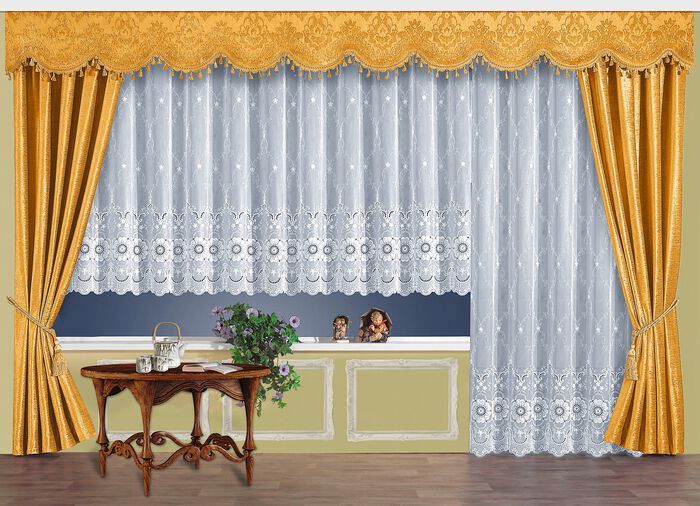 Overgordijn met universele railband GOUD