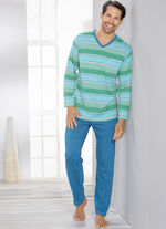 Pyjama met V-hals en open boorden aan de pijpen 