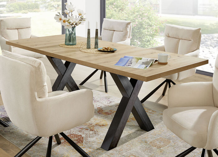 Eettafel met verlengstuk ASTEICHE-SCHWARZSTAHL