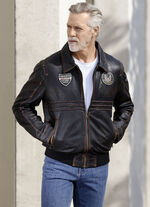 Leren blouson met patches 