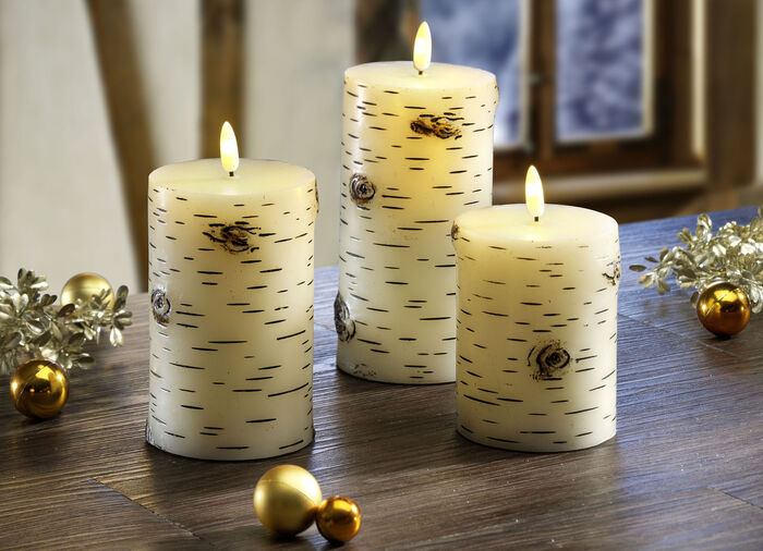 Echte waskaarsen op batterijen, set van 3 