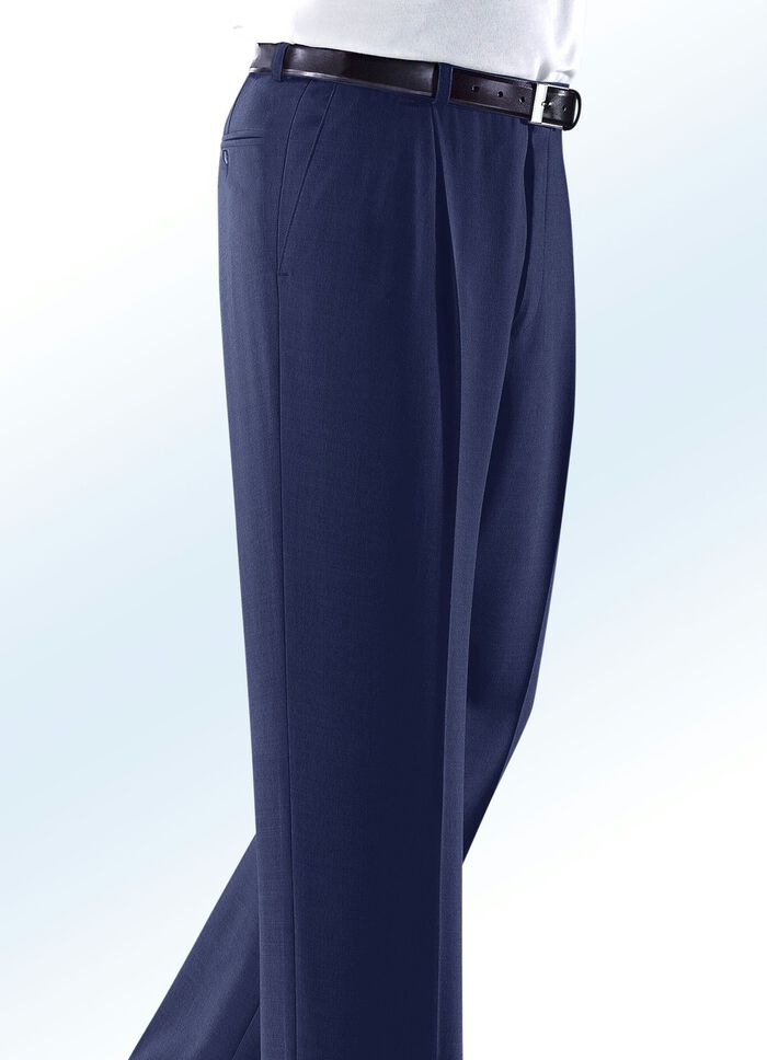 Broek "Klaus Models" met elastische tailleband in 3 kleuren INDIGOBLAUW