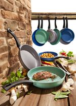 Pannenset &ldquo;GSW&rdquo; &ldquo;Rainbow&rdquo; van hoogwaardig gegoten aluminium GROEN
