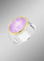 Damesring in bicolor met melkachtige kunziet 