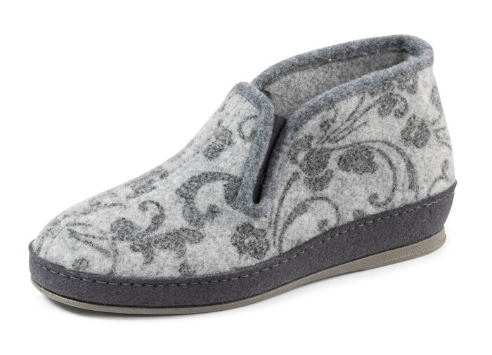 Pantoffel van wolvilt met bloemenprint 