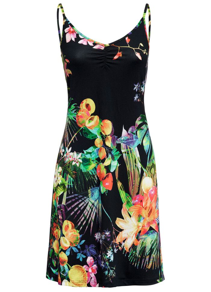 Jurk met spaghettibandjes en een kleurrijke print 