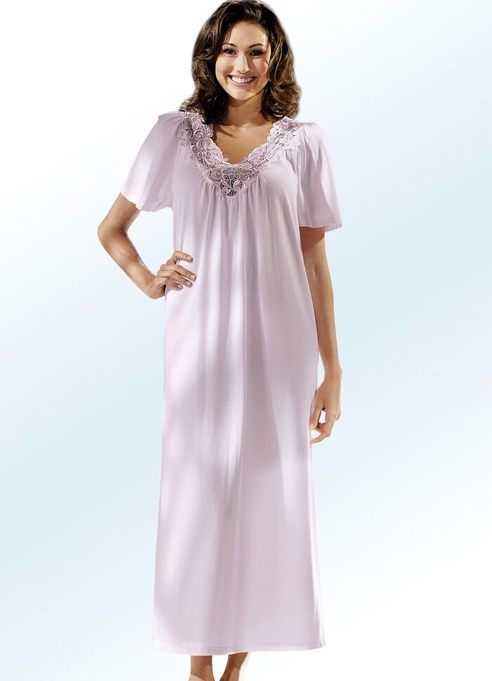 Nachthemd met korte mouwen en ronde hals 