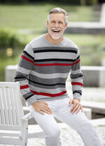 Modieuze ronde hals trui in 2 kleuren GRAU-SCHWARZ-ROT