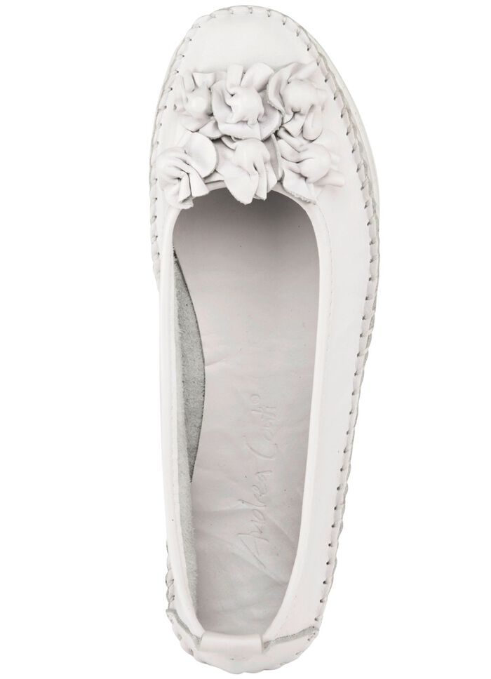 Andrea Conti mocassinpantoffels met brutale leren bloemen WIT