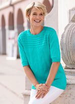 Trui in een mix van patronen TURQUOISE