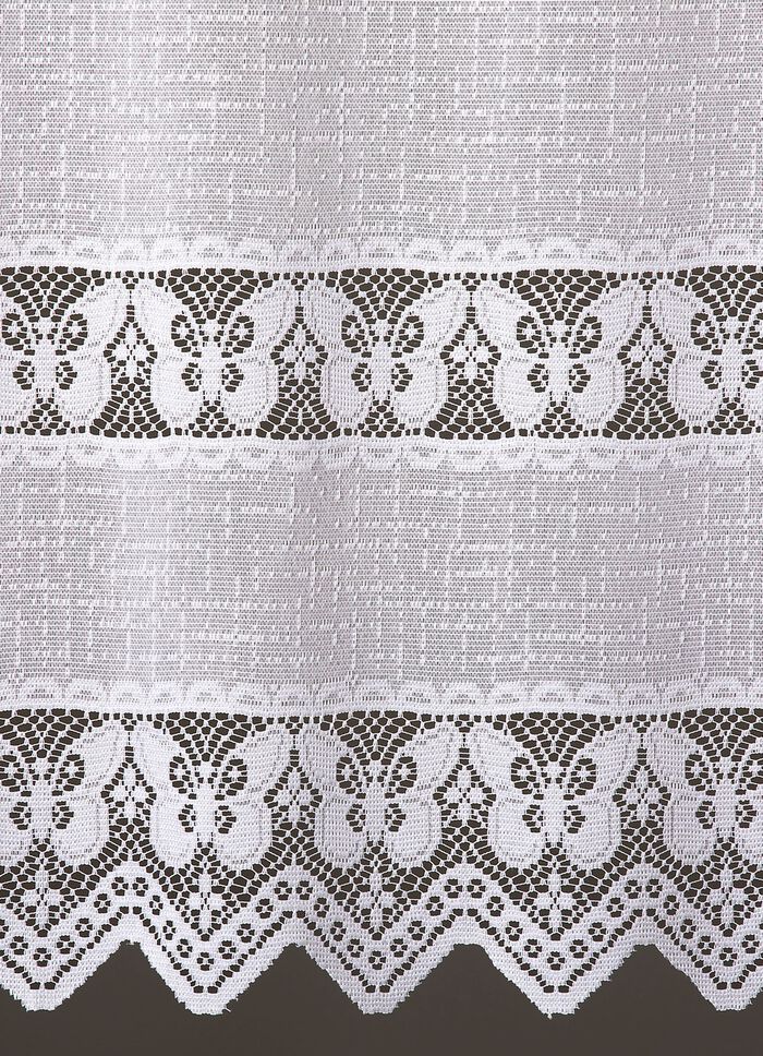 Klein raamgordijn met gekarteld uiteinde en stangdoorgang 