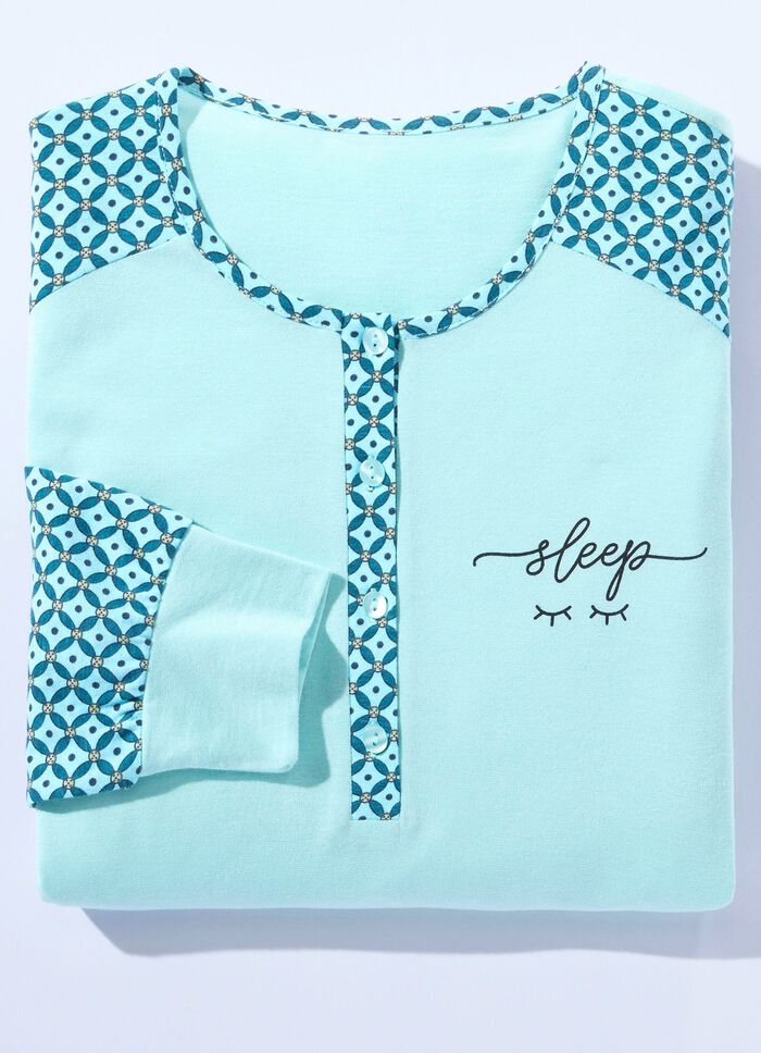 Set van twee nachthemden, met knoopsluiting en manchetten 