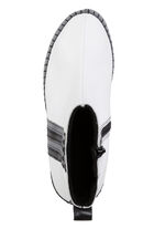 Gemini enkellaarsjes van rundnappaleer met contrasterende strepen WIT-GRIJS-ZWART