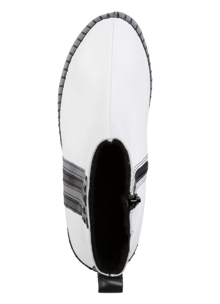 Gemini enkellaarsjes van rundnappaleer met contrasterende strepen WIT-GRIJS-ZWART