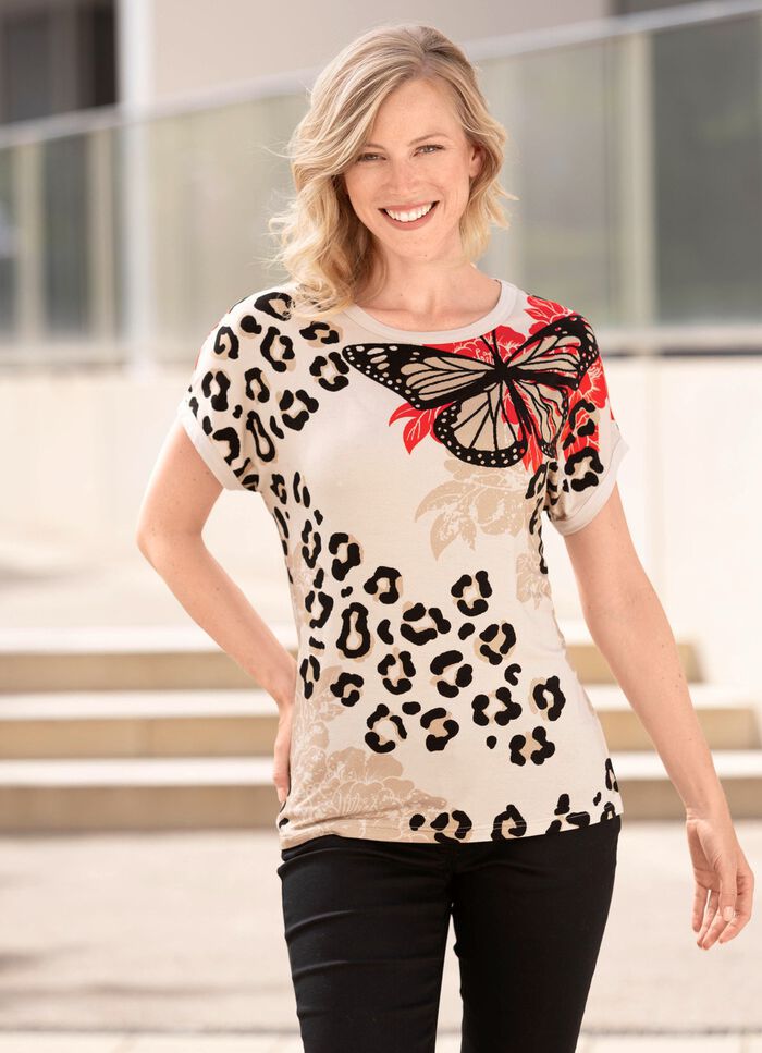 Shirt met wijd gesneden schouders 