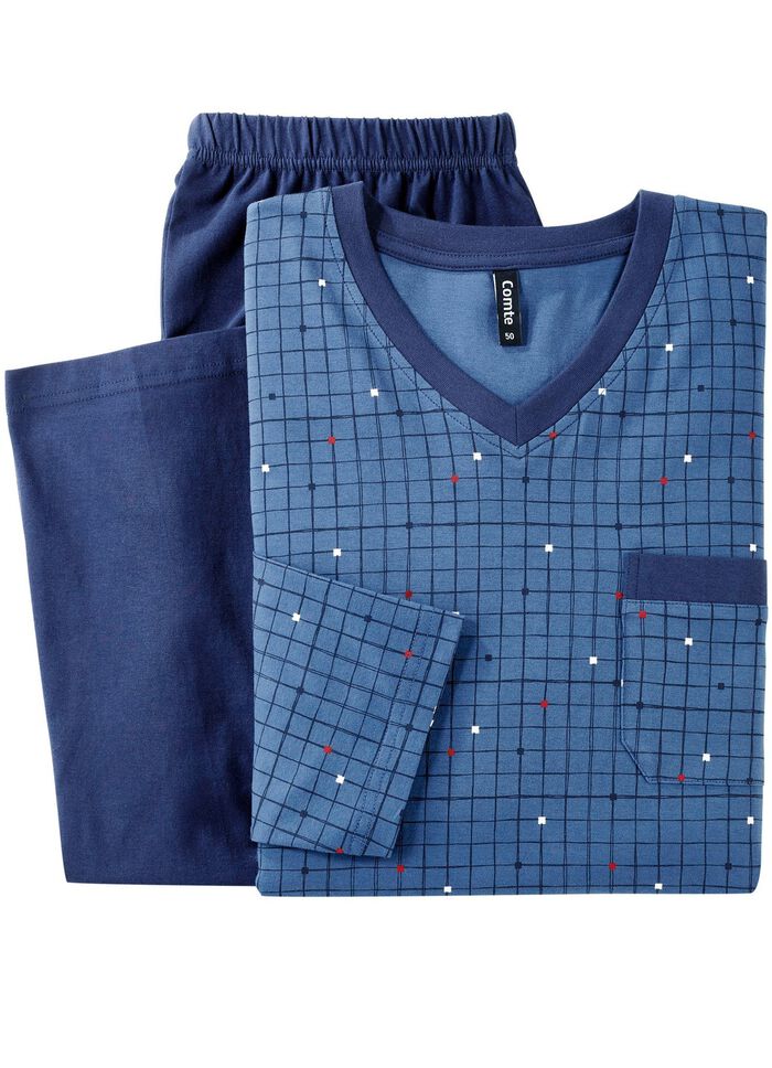 Set van twee pyjama's met V-hals en open zomen 